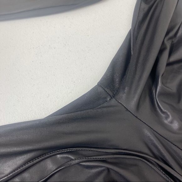 K too waxed fabric faux leather joggers pants L lg - Picture 12 of 16